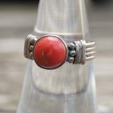 Vintage Sterling Coral RIng 6.25