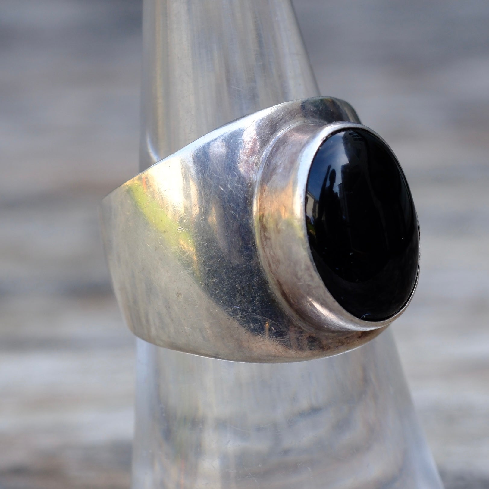 Vintage Sterling Onyx Ring 7