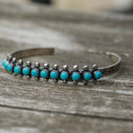 Vintage Sterling Snake Eye Turquoise Cuff