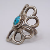 Vintage Sterling Silver Sandcast Turquoise Ring 6.25