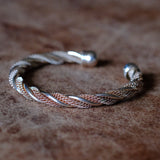 Vintage Sterling Silver Thick Braided Cuff Bracelet 7"