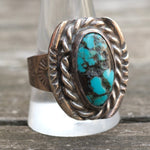 Vintage Sterling Turquoise Stamped Band Ring 12