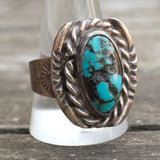 Vintage Sterling Turquoise Stamped Band Ring 12