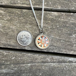 Vintage Sterling Enamel Good Luck Hex Necklace