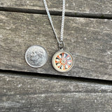 Vintage Sterling Enamel Good Luck Hex Necklace