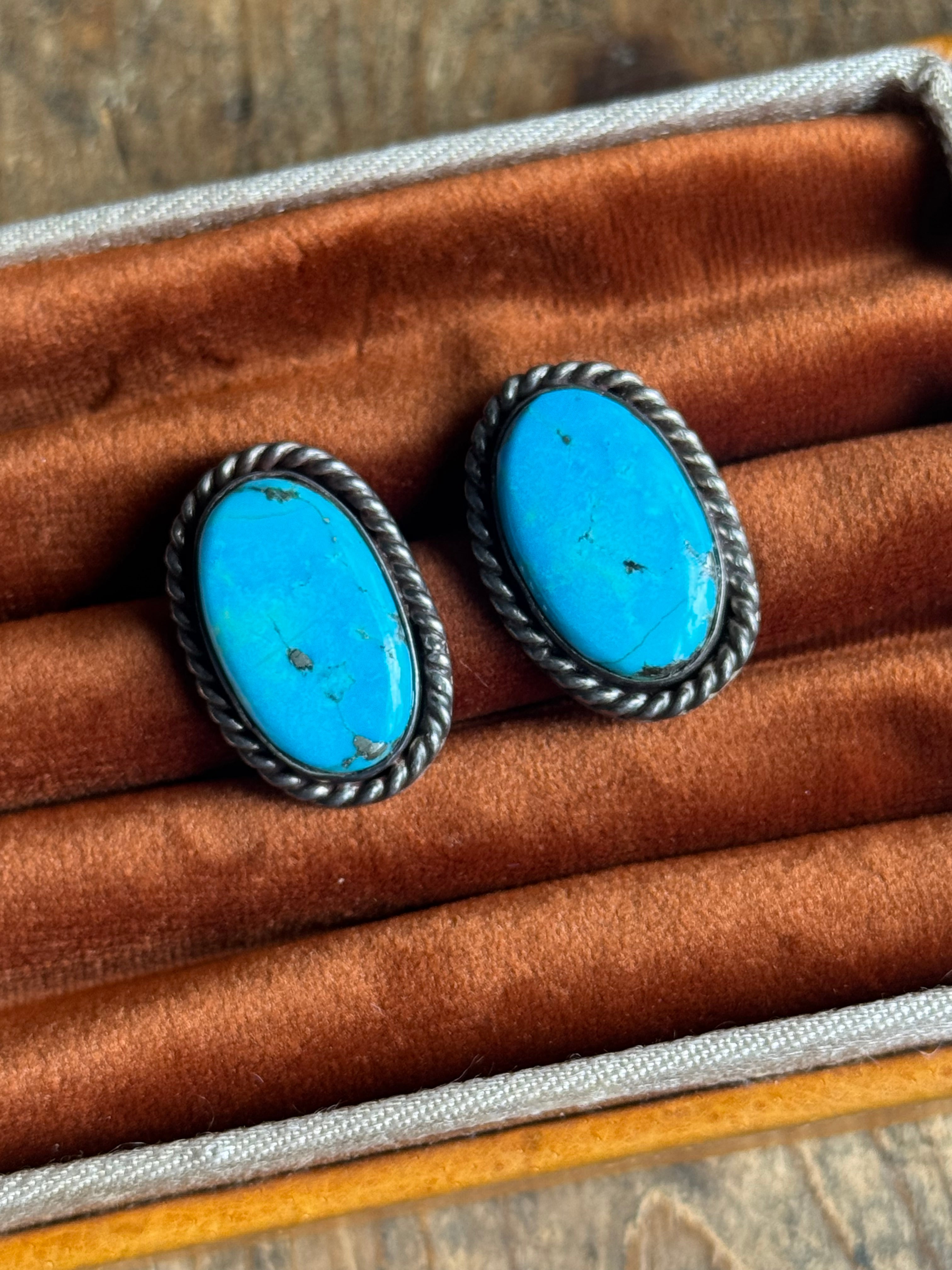 Vintage Sterling Silver Turquoise Earrings