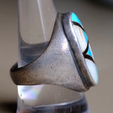 Vintage Sterling Turquoise Onyx and MOP Inlay Ring 10.75