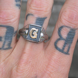 Vintage Sterling G Initial Ring 11.75
