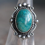 Vintage Sterling Turquoise Roper Ring 5.25