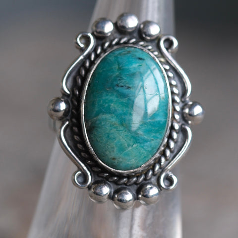 Vintage Sterling Turquoise Roper Ring 5.25