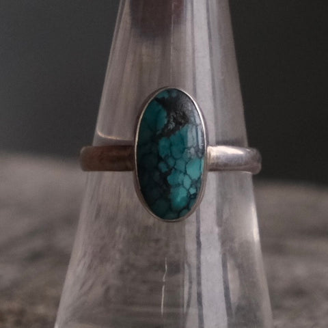 Vintage Sterling Turquoise Stamped Ring 7.75