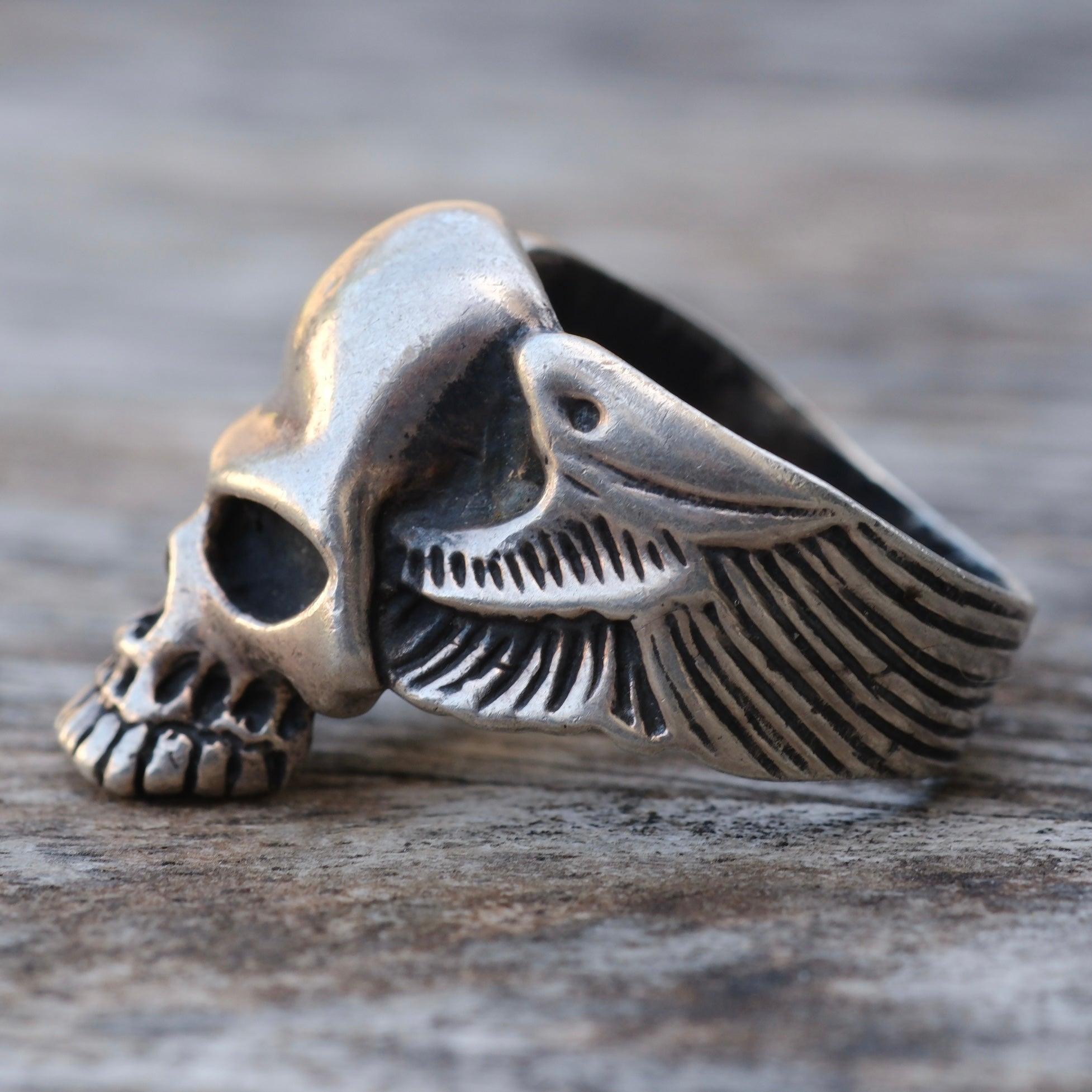Vintage Sterling Silver Skull Ring 11.75