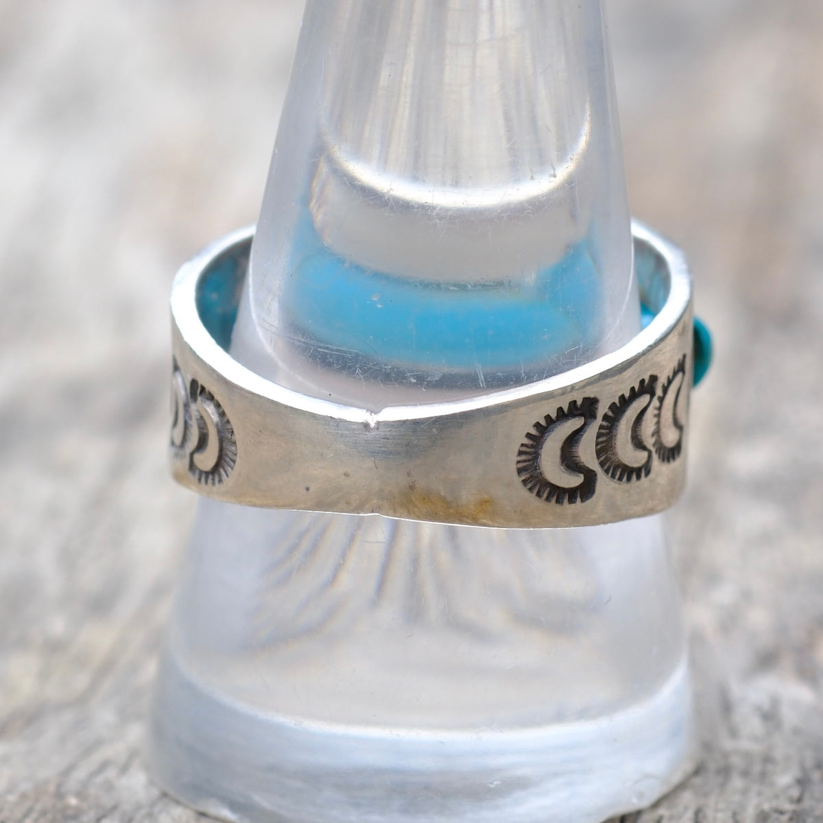 Vintage Sterling Turquoise Bead Ring 9.25