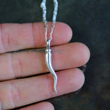 Vintage Sterling Silver Italian Horn Necklace