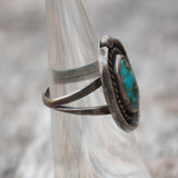 Vintage Sterling Turquoise Roper Ring 4.25