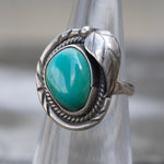 Vintage Sterling Turquoise Feather Ring 4.25
