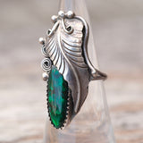 Vintage Sterling Blue Abalone Feather Ring 6