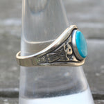 Vintage Sterling Turquoise Thunderbird Ring 8.75