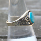 Vintage Sterling Turquoise Thunderbird Ring 8.75