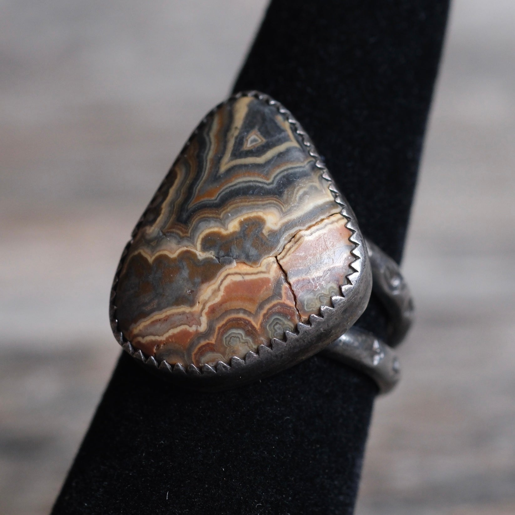Vintage Sterling Jasper Ring 6.5