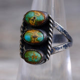 Vintage Sterling 3-Stone Turquoise Ring 6