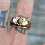 Vintage Gold Plated Tigers Eye Signet Ring 12.5