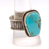 Vintage Sterling Turquoise Textured Ring 10.25