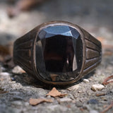 Vintage Sterling Hematite Signet Ring 10.75