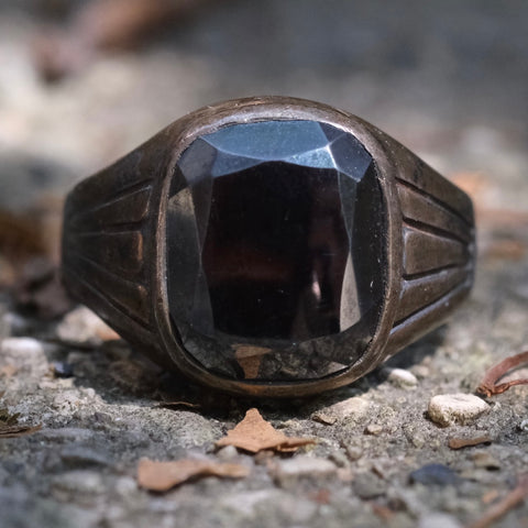 Vintage Sterling Hematite Signet Ring 10.75