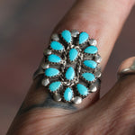 Vintage Sterling Turquoise Cluster Ring 6.5