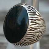 Vintage Sterling Bloodstone Cabochon Ring 8.5