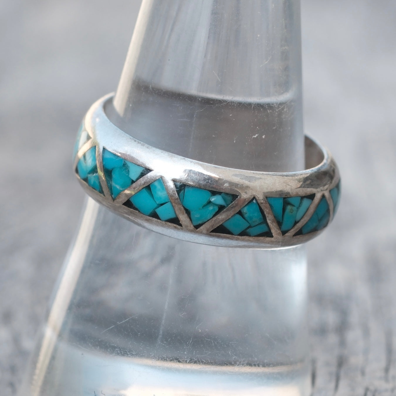 Vintage Sterling Turquoise Band Ring 9