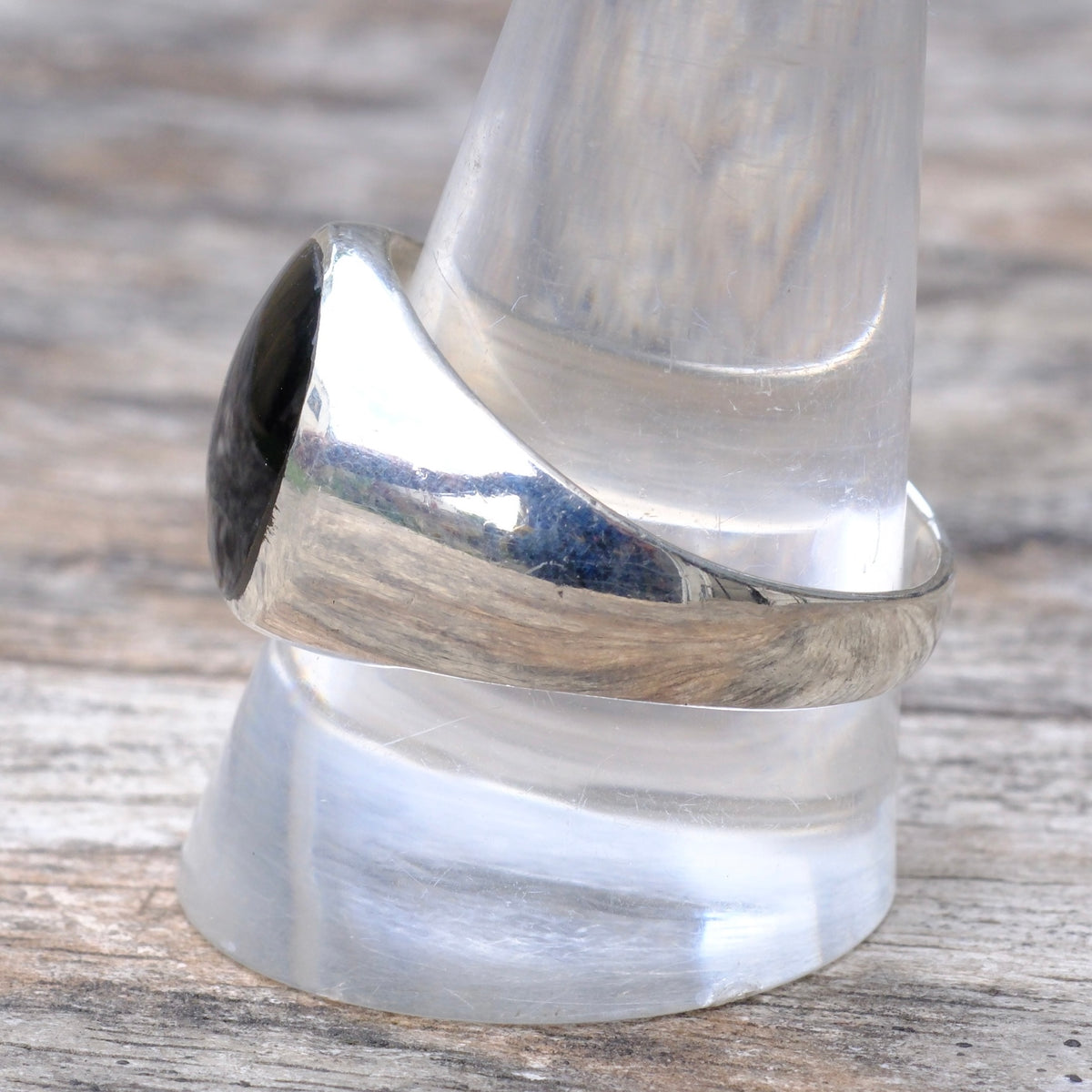 Vintage Sterling Black Resin Signet Ring 11.5