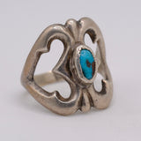 Vintage Sterling Silver Sandcast Turquoise Ring 7.75