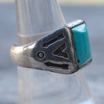 Vintage Sterling Sun Bell Trading Post Turquoise Ring 8.75