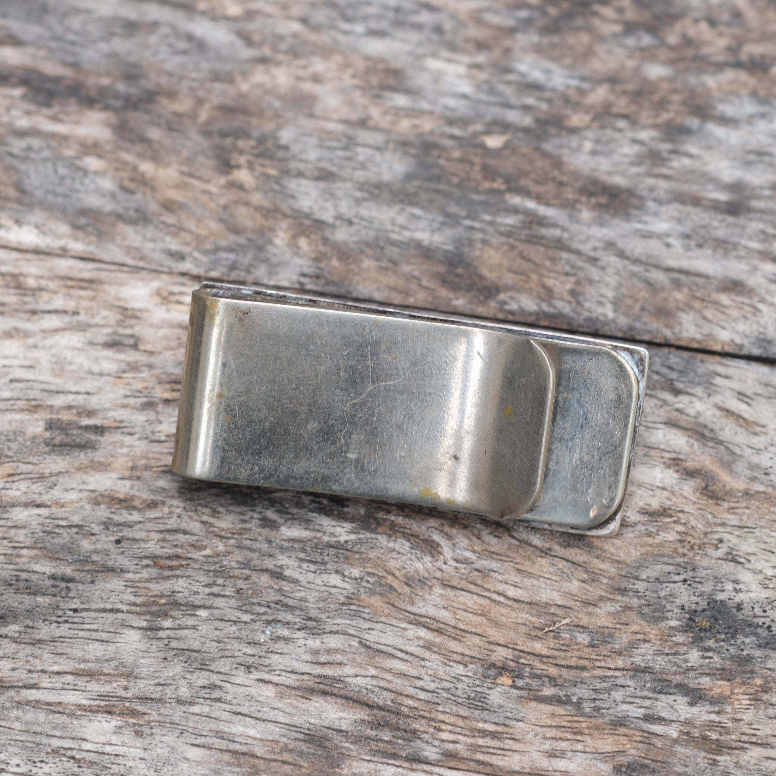 Vintage Sterling Silver Overlay Turquoise Stamped Money Clip