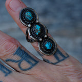 Vintage Sterling 3-Stone Turquoise Ring 4.5
