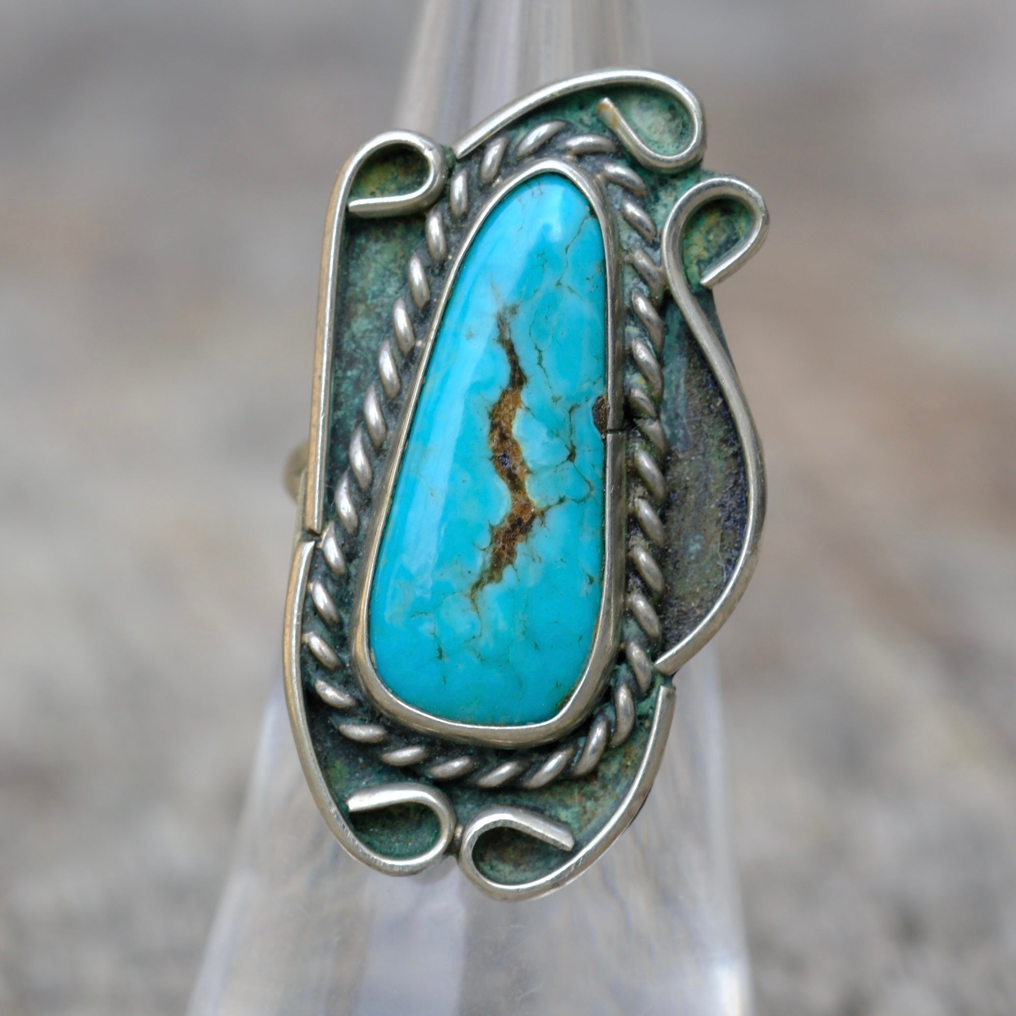 Vintage Sterling Turquoise Ring 5.5
