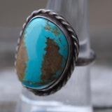 Vintage Sterling Turquoise Roper Ring 8.5