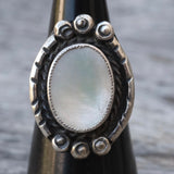 Vintage Sterling Mother Of Pearl Ring 6.5