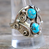 Vintage Sterling 2-Stone Turquoise Ring 10.25