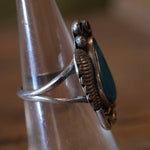 Vintage Sterling Turquoise Feather Ring 6