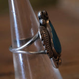 Vintage Sterling Turquoise Feather Ring 6