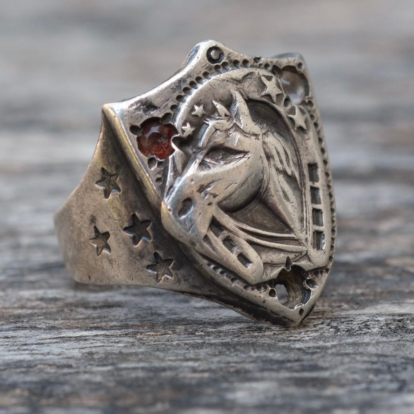 Vintage Sterling Lucky Horseshoe WWII Ring 7.5