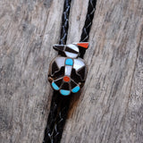 Vintage Sterling Multi Stone Inlay Thunderbird Bolo Tie