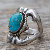 Vintage Sterling Turquoise Sandcast Ring 6