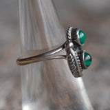 Vintage Sterling 2-Stone Malachite Ring 6