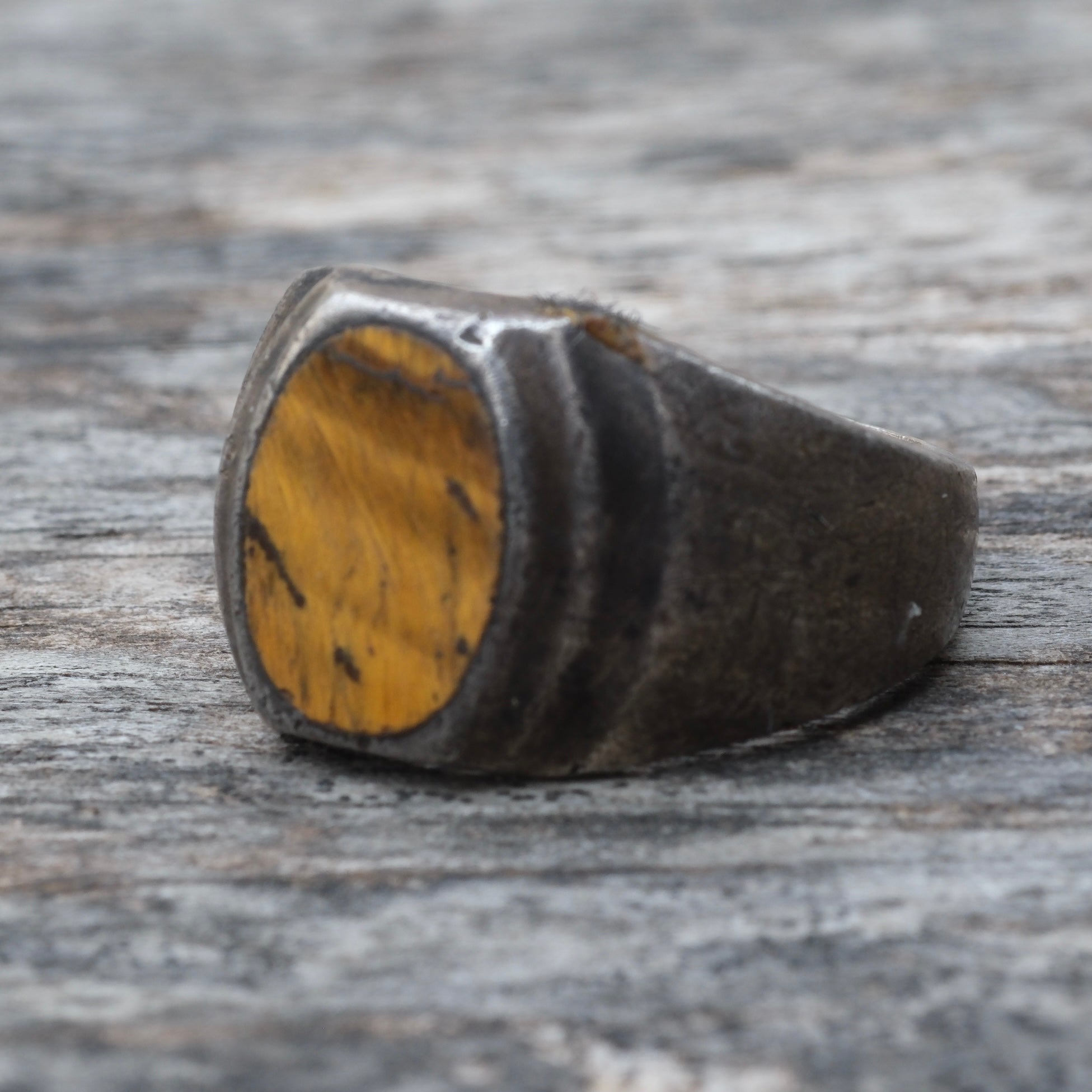 Vintage Sterling Tigers Eye Signet Ring 9.75