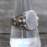 Vintage Sterling G Engraved Signet Ring 9.75
