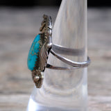 Vintage Sterling Turquoise Feather Ring 7.25